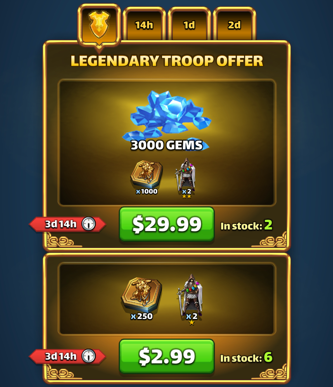 Legendary Troop Offer Day 1 base