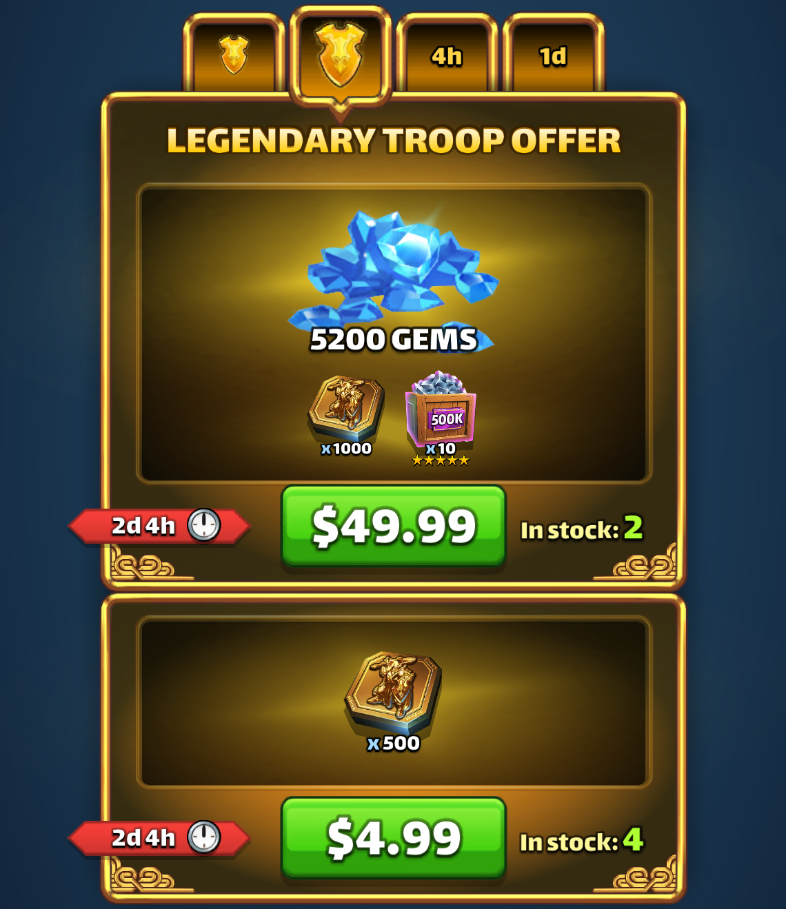Legendary Troop Offer Day 2