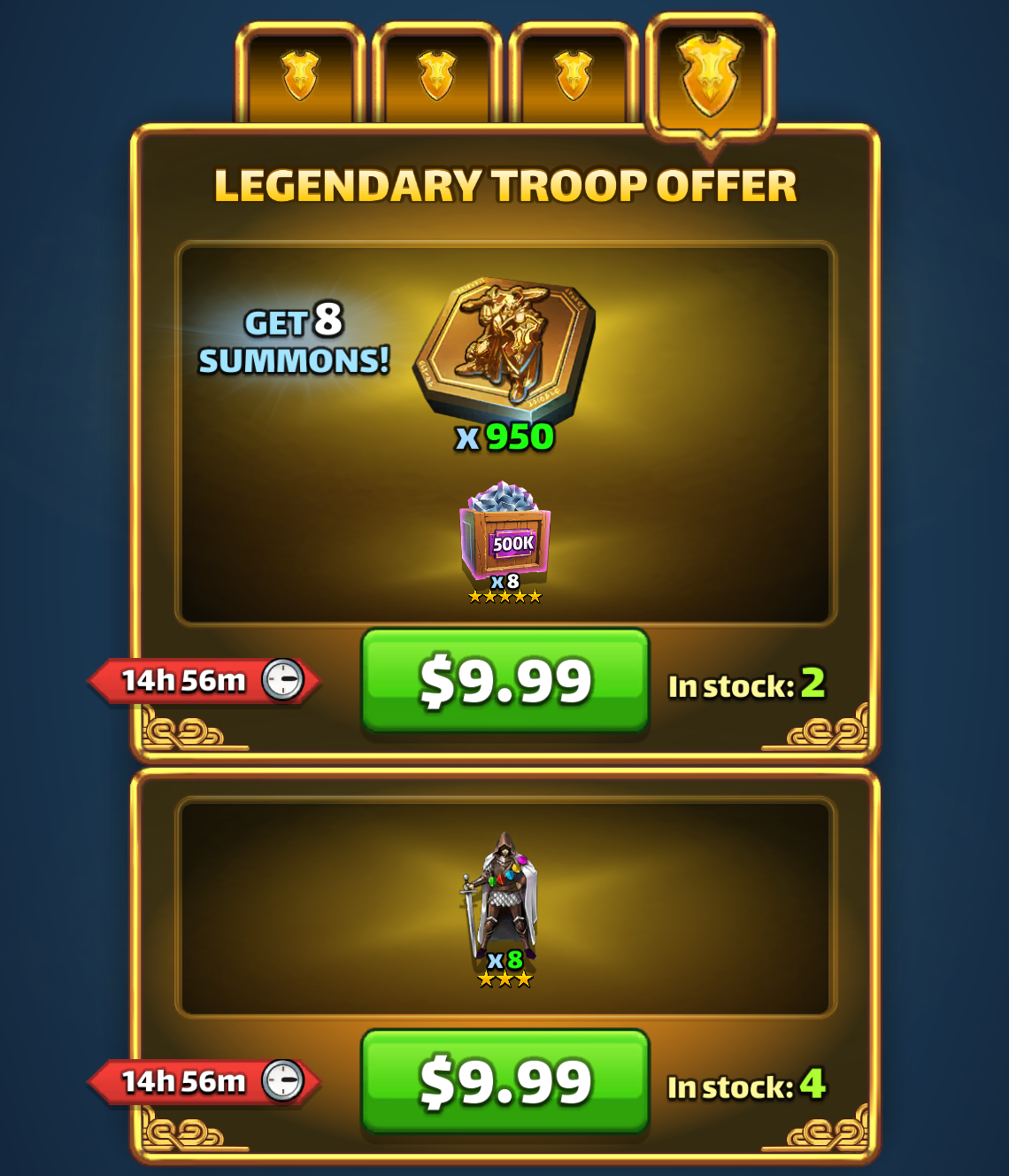Legendary Troop Offer Day 4 bonus